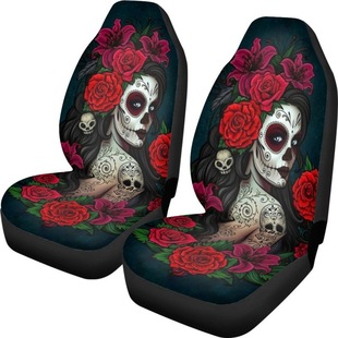 Cross-border General Motors Seat Cover Skull Girl Rose Printed Car Front Seat Cover Wholesale