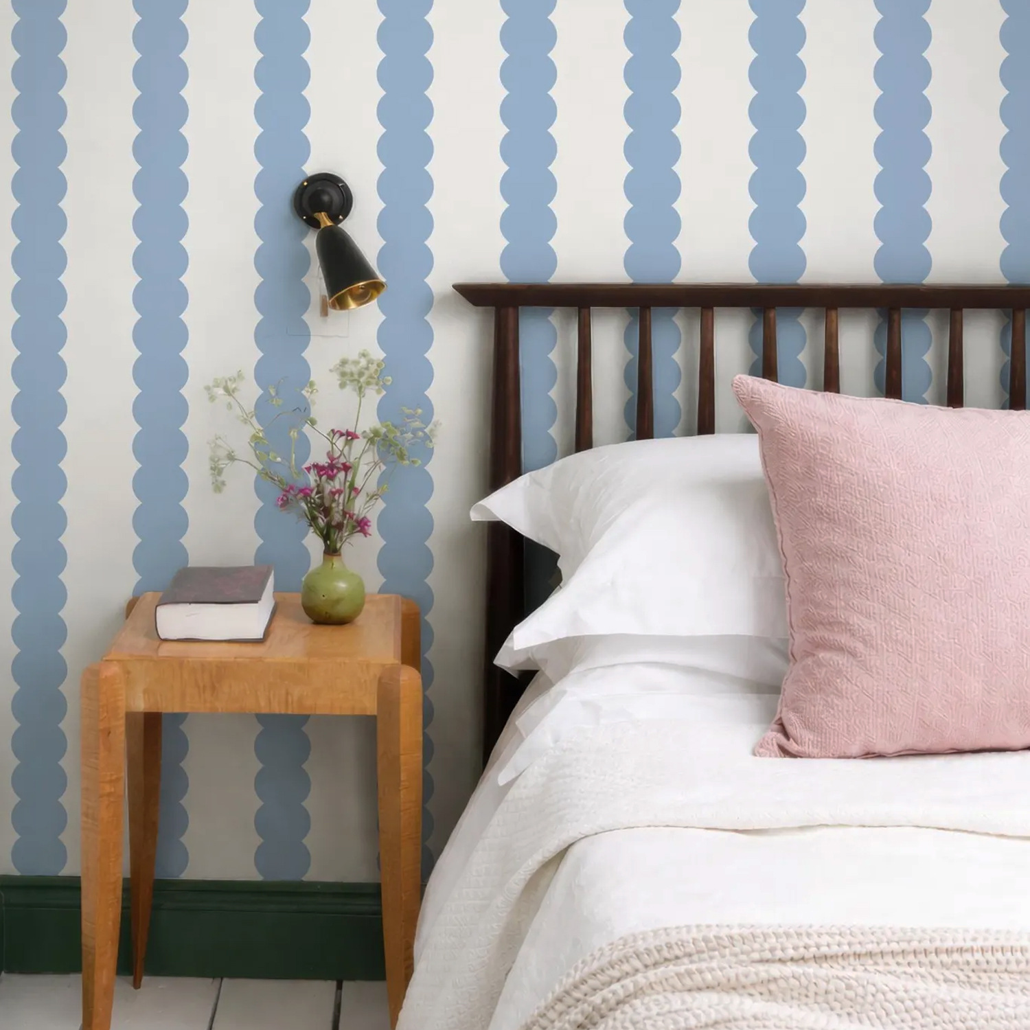 Sweet And Playful Scallop Stripe Simple Wallpaper For Children's Rooms, Self-adhesive Mural, A Popular Export Product_maomaolike.com