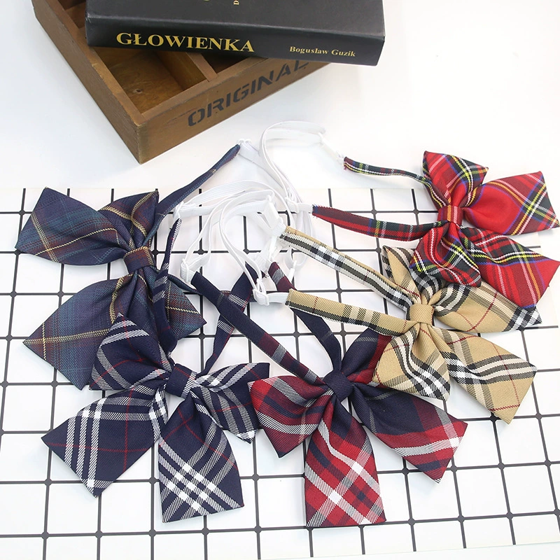 Student Uniform Bow Set — Bow Tie & Ribbon Accessory, plaid school style, adjustable strap