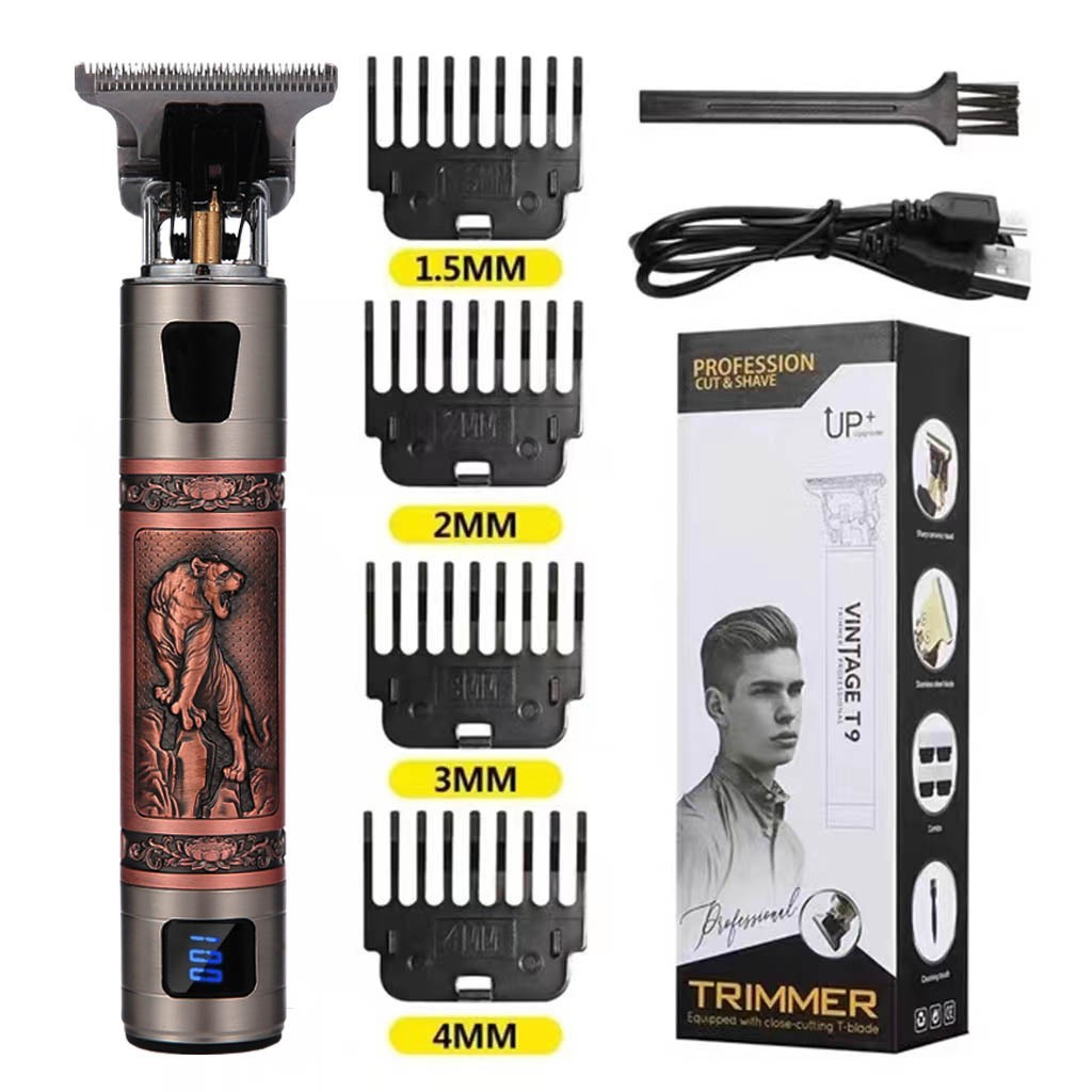 T9 Haarschneider, elektrischer Trimmer für Glatzen, graviertes Rasiermesser, Haarschneidewerkzeug direkt vom Hersteller_voghion.com