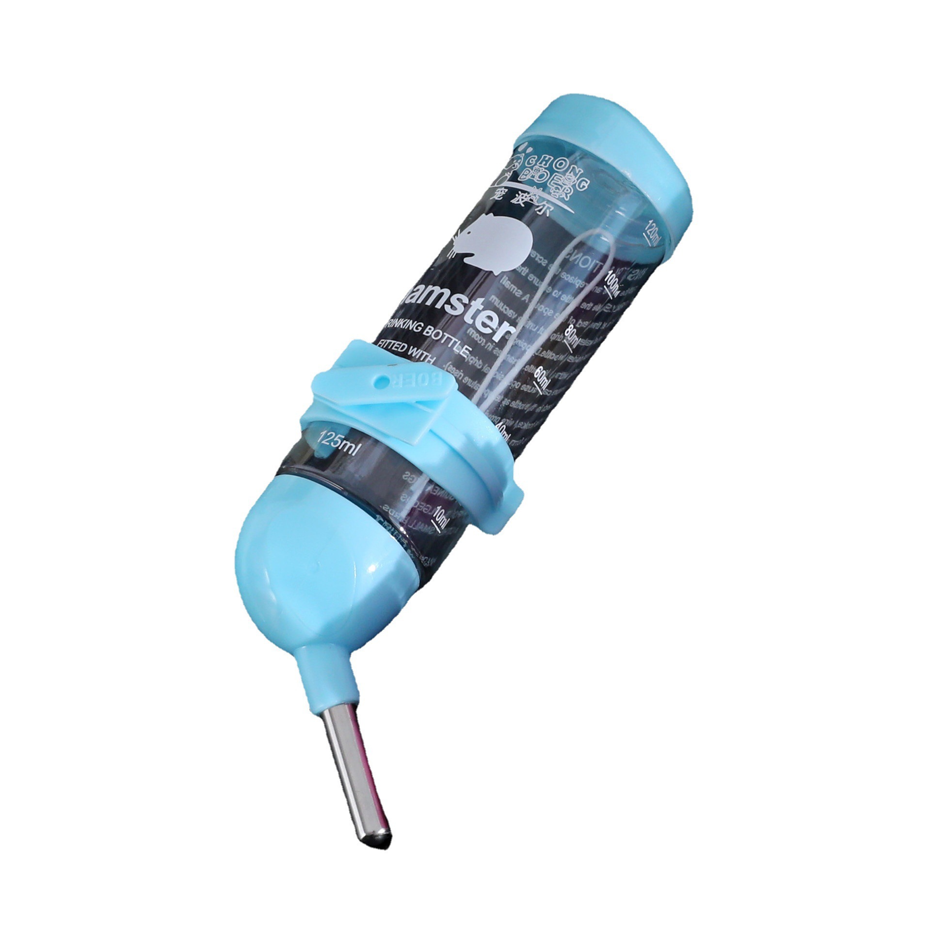 Botella de agua de doble bola colgada especial para jaula de agua de oso y conejo de seda dorada