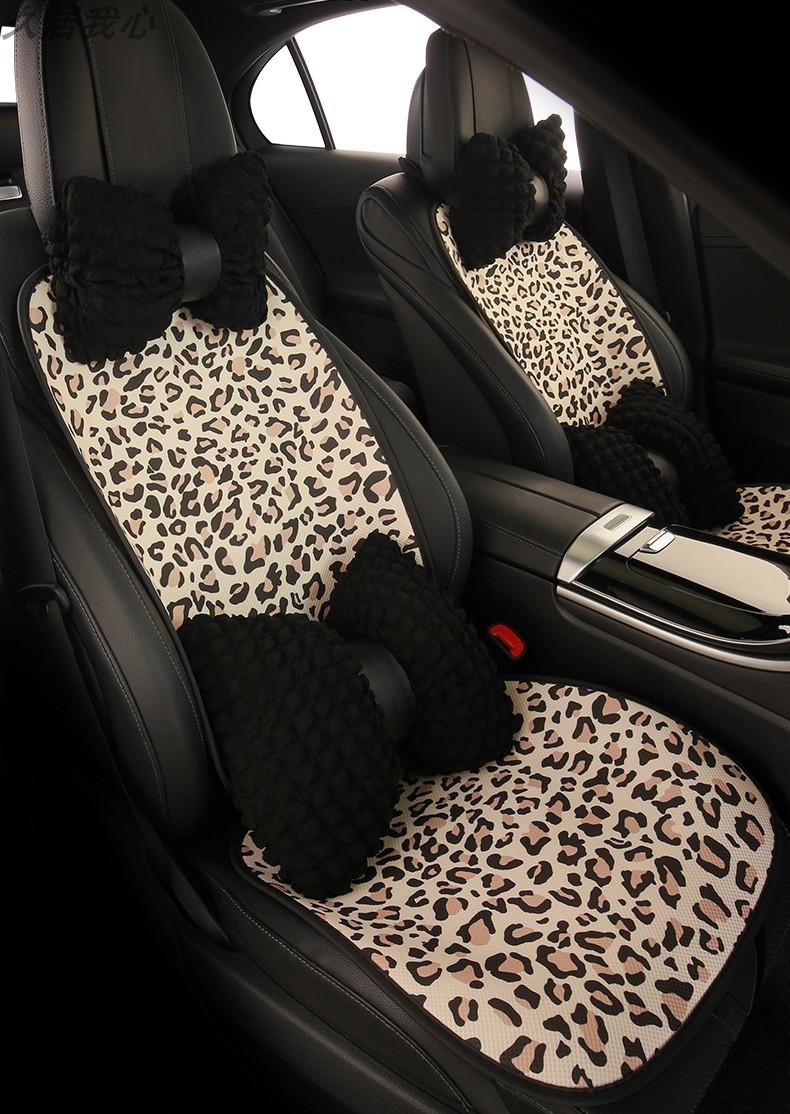 Car seat cushion four seasons universal leopard print seat cushion summer breathable ventilation advanced sense seat cover new car seat cover