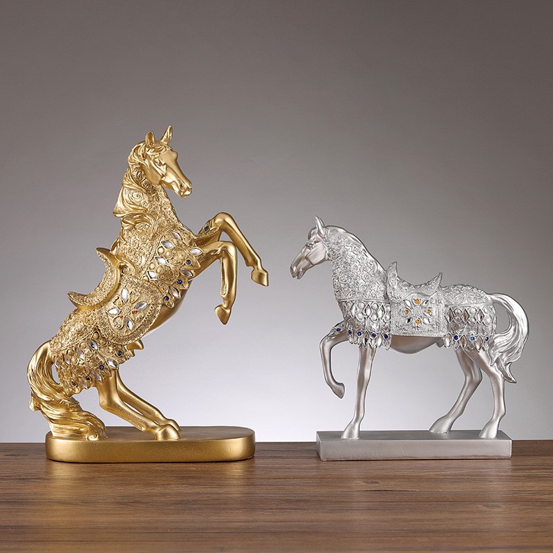 Light Luxury Horse to Success Resin Ornaments Office Desktop Lucking Decoration Home Living Room Entrance Housewarming Opening Gift