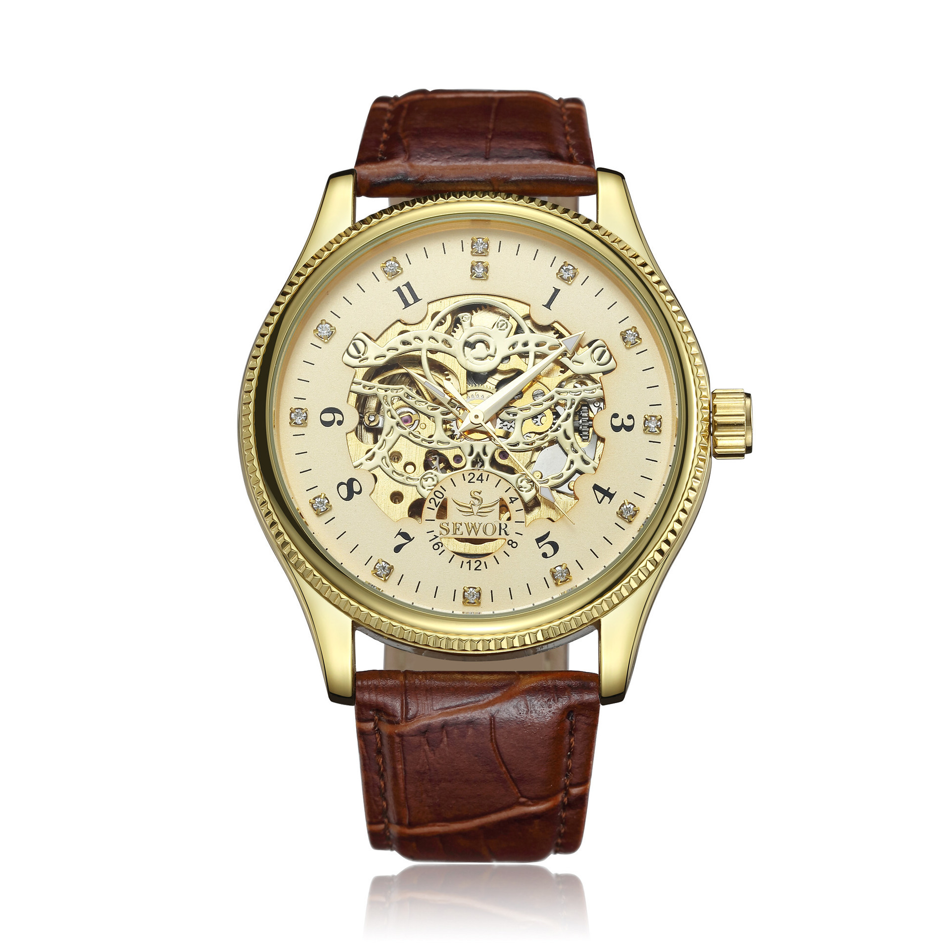SEWOR reloj mecánico nueva moda casual de los hombres de moda hueco reloj mecánico automático e-commerce entrega de una sola pieza