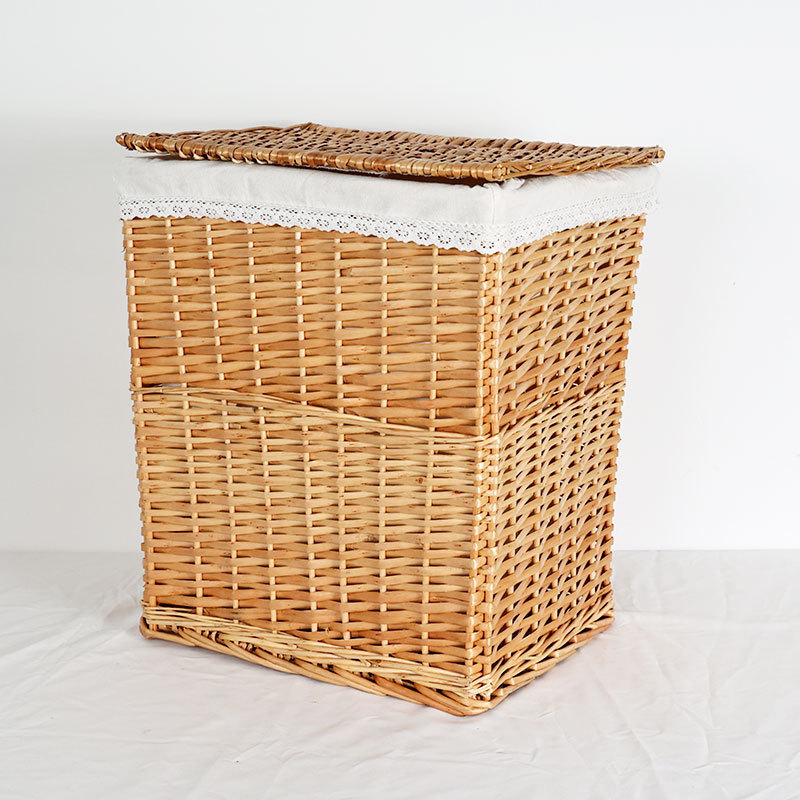 Cesta de ropa sucia de tela de caña grande con cubierta Cesta de ropa sucia marco de tejido para tiendas de hotpot