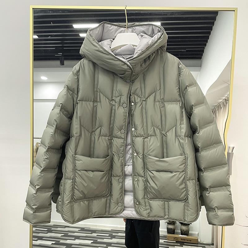 Korean Style Lightweight down Jacket Women's Short Hooded Single-Breasted Loose Slimming Look Straight-Leg Laminated Autumn and Winter New Outwear Korean Style Lightweight down Jacket Women's Short Hooded Single-Breasted Loose Slimming Look Straight-Leg Laminated Autumn and Winter New Outwear