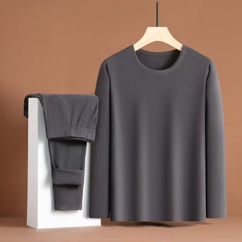 2025 Winter Seamless Thermal Underwear Set for Men, Double-Sided German Fleece Long-Sleeved T-Shirt