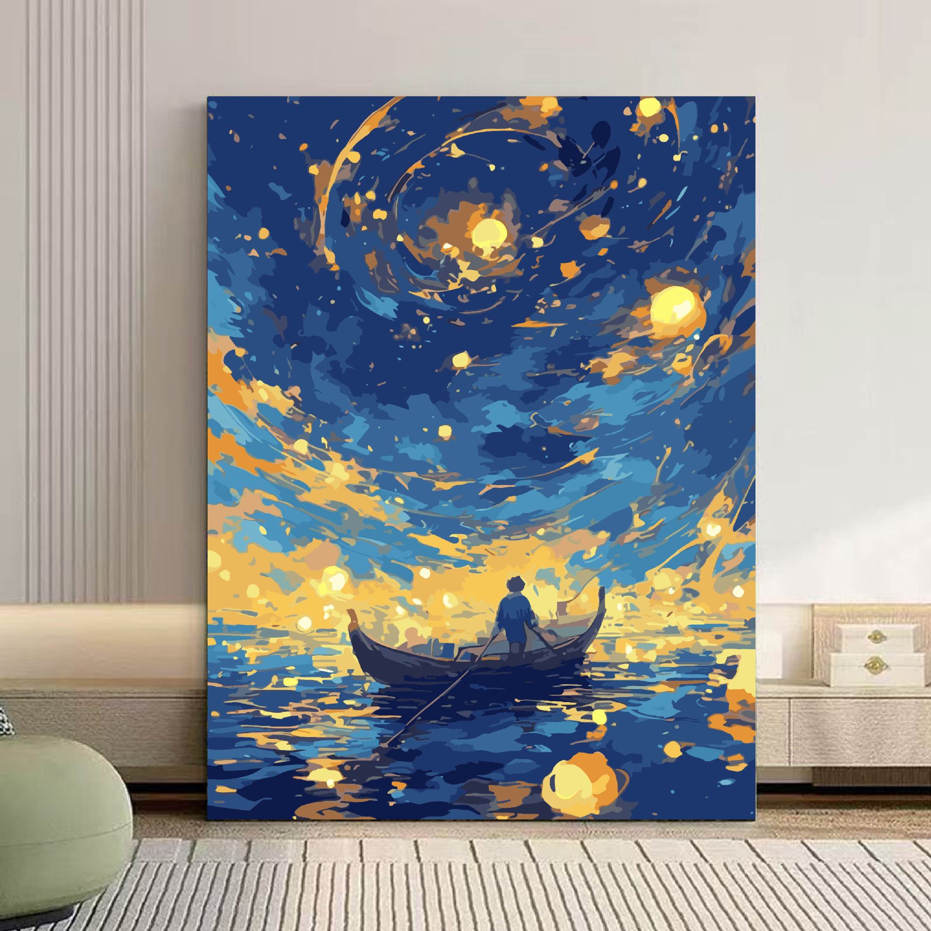 Mar de estrellas pinturas al óleo digitales di relleno pintura al óleo dibujos animados abstracto sentido avanzado descompresión pintura a mano color rico