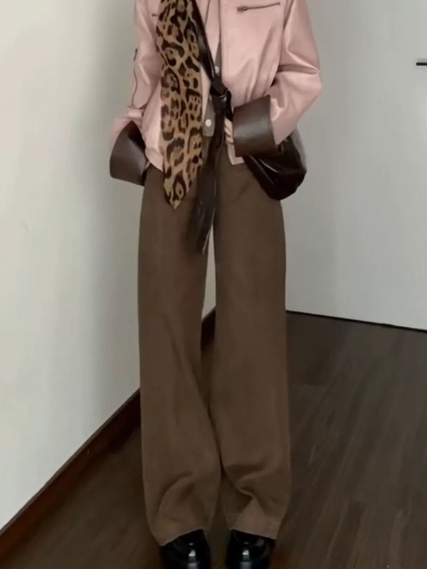 早秋搭配一整套大码胖mm夹克皮衣打底衫阔腿裤时尚减龄三件套装女|undefined