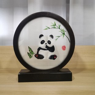 Shu Embroider New Product Chinese Style Gift Original Design Hand Embroider Double-sided Embroidery Panda Shu Embroider Ornaments