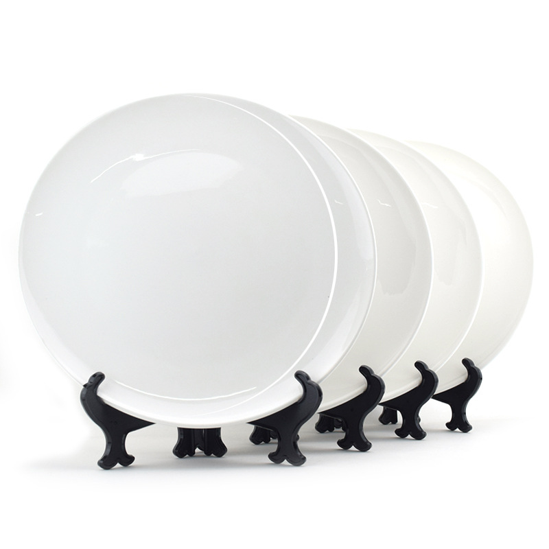 热转印空白盘子 八寸白盘无任何花色 来图定制热转印涂层陶瓷盘子