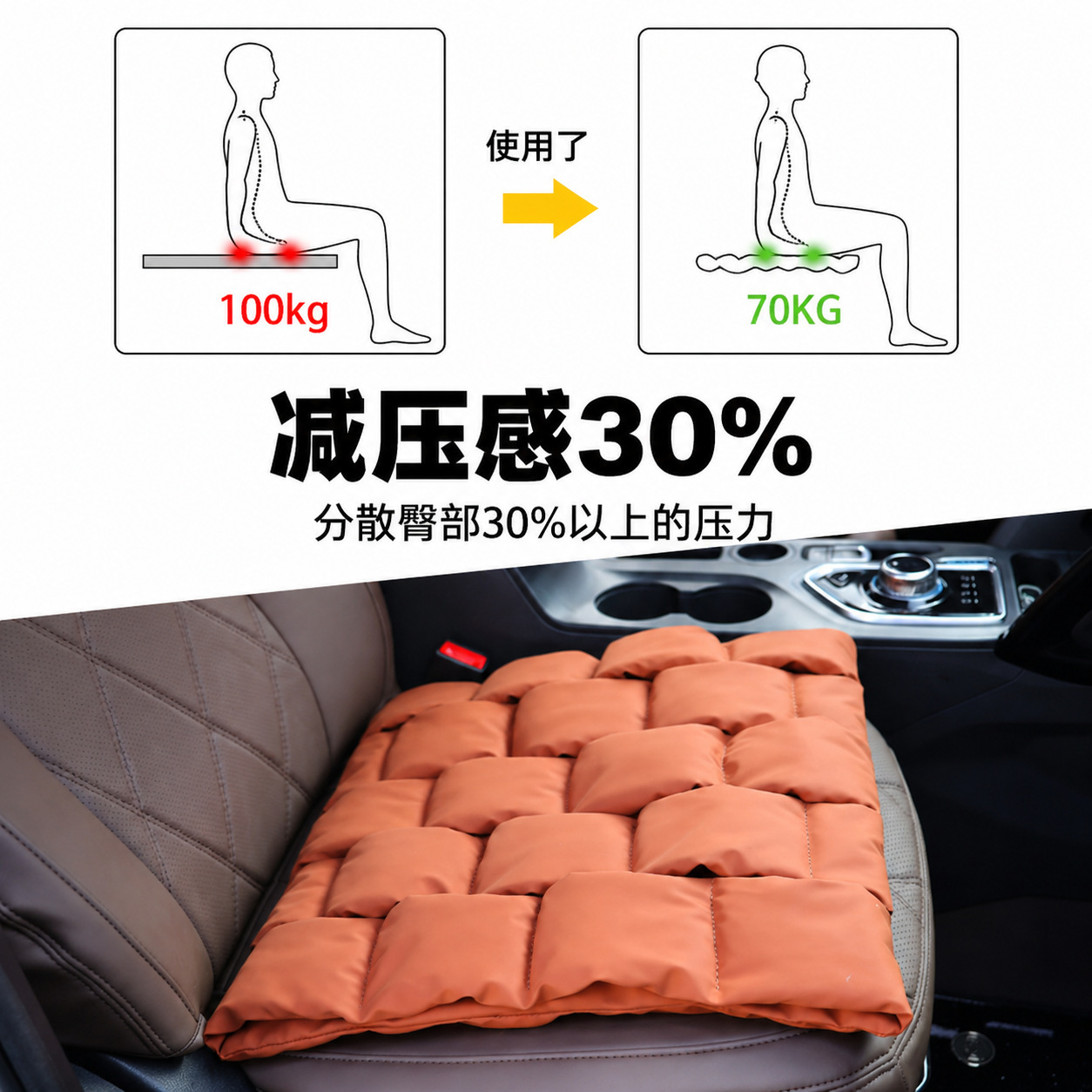 Car seat cushion with bubble padding, suitable for all seasons, filled with memory foam, anti-stain leather, suitable for Honda, Toyota, Nissan