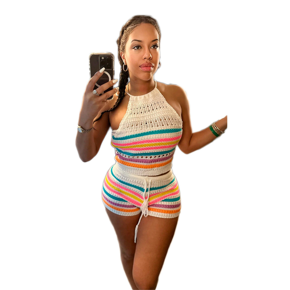 Holiday Daily Women's Vacation Rainbow Polyester Pants Sets Shorts Sets display picture 8