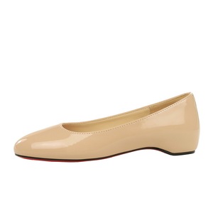 6821 French patent leather round toe shallow mouth single shoe with red sole, versatile and comfortable, with an increas