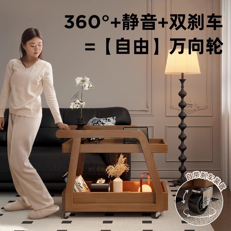 Mesa lateral del sofá mesa de centro móvil de madera maciza mesa de almacenamiento mesita de noche sofá lateral sala de estar estilo antiguo carrito de bocadillos