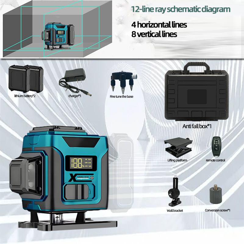 水準器卸売 12 ラインレーザー水準器屋外専用 16 ライン赤外線水準器デジタル表示ライン投影計|undefined