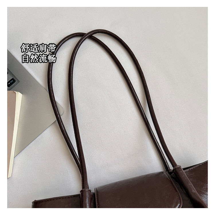 Túi tote đeo vai nữ tối giản, thiết kế nhỏ gọn, dung lượng lớn — màu cà phê, màu kaki, màu nâu, màu đỏ chi tiết 7