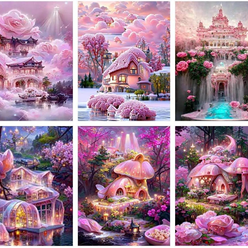 Juego de 6 piezas de pintura de diamante 5d pintura de mampostería diamante cuadrado completo diamond painting Amazon estilo caliente TEMU