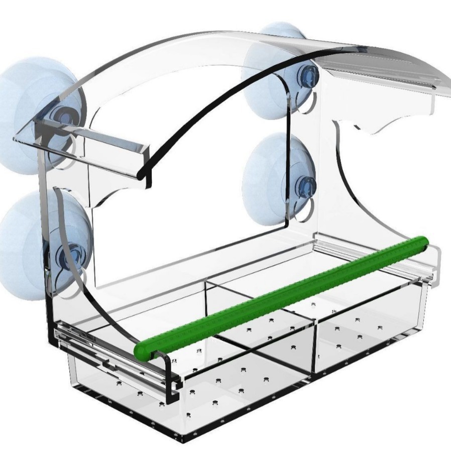 Amazon transparent acrylic outdoor bird cage parrot cage wall-mounted hole-free suction cup bird feeder pet supplies 4