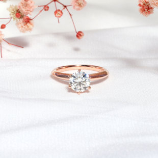 Simple Rose Gold Ring s925 Sterling Silver 2 karat Moissanite Ring Round D Color Band Certificate Ring