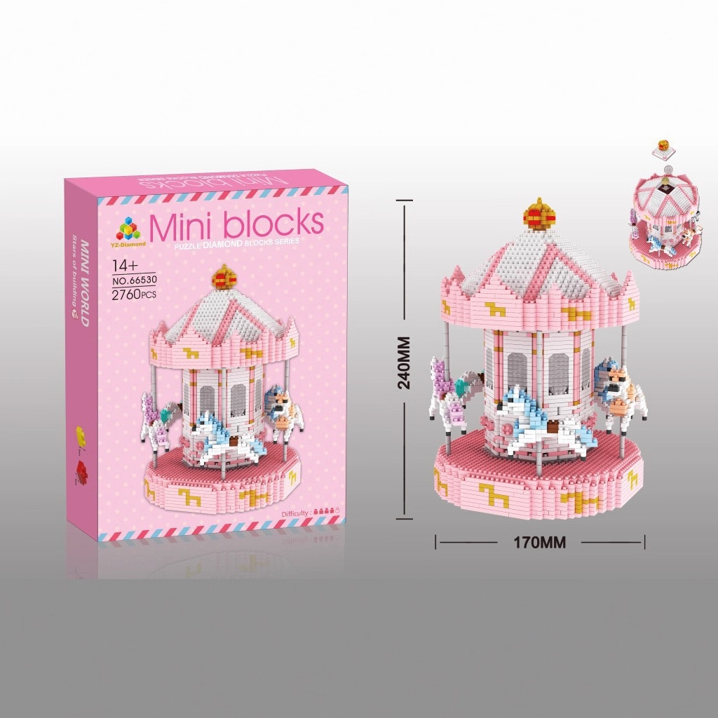 Weili YZ66530 carrusel diamante micro partículas bloques de construcción juguete lindo de los niños auto-ensamblado modelo de regalo
