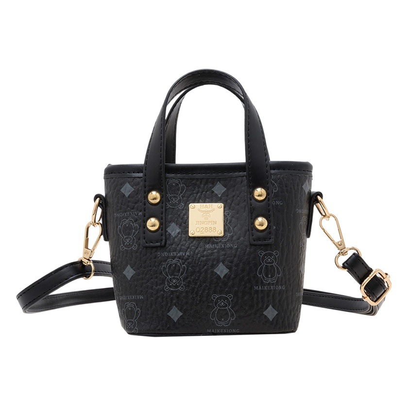 Children's Bag Autumn and Winter New Niche Printed Mini Girls' Handbag Creative Western Style Bucket Bag Accessories Crossbody Bag