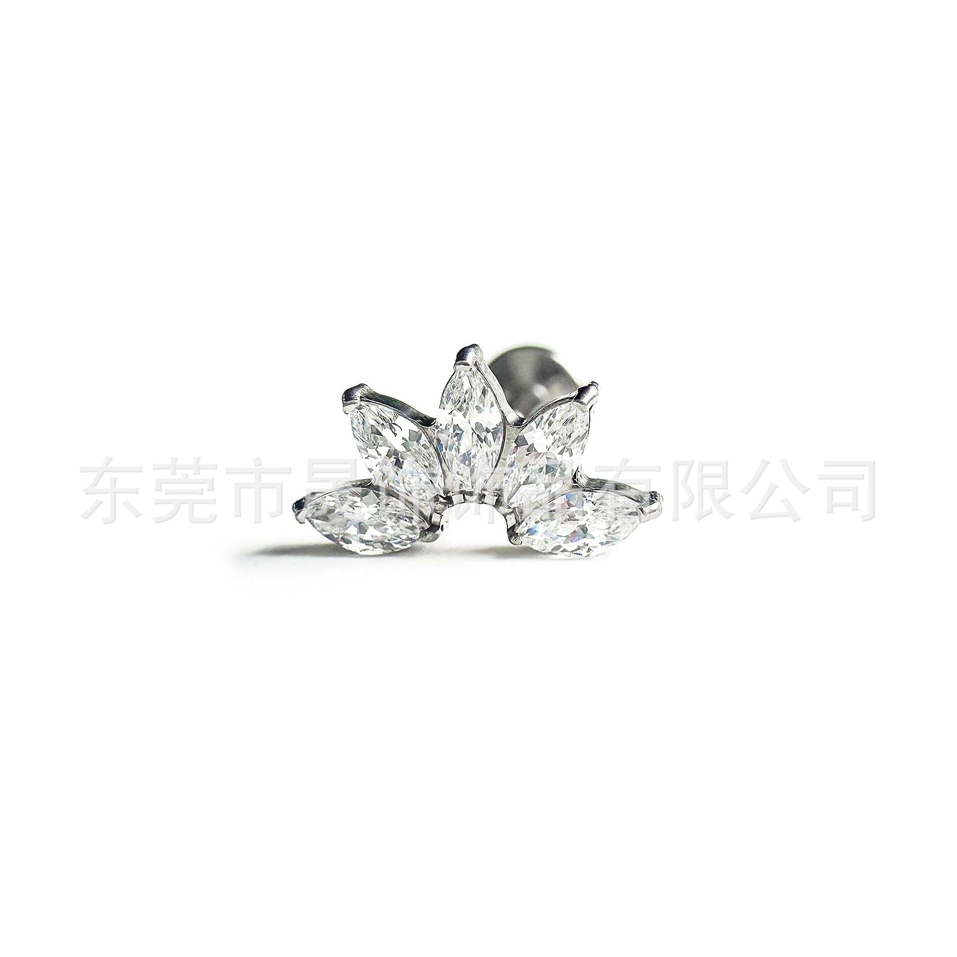 F136 Titanium Ear Stud Studded Cubic Zirconia 马眼 Flower Labret Stud Helix Cartilage Stud G23 Implant Grade Titanium 人体 Piercing Jewelry Accessories