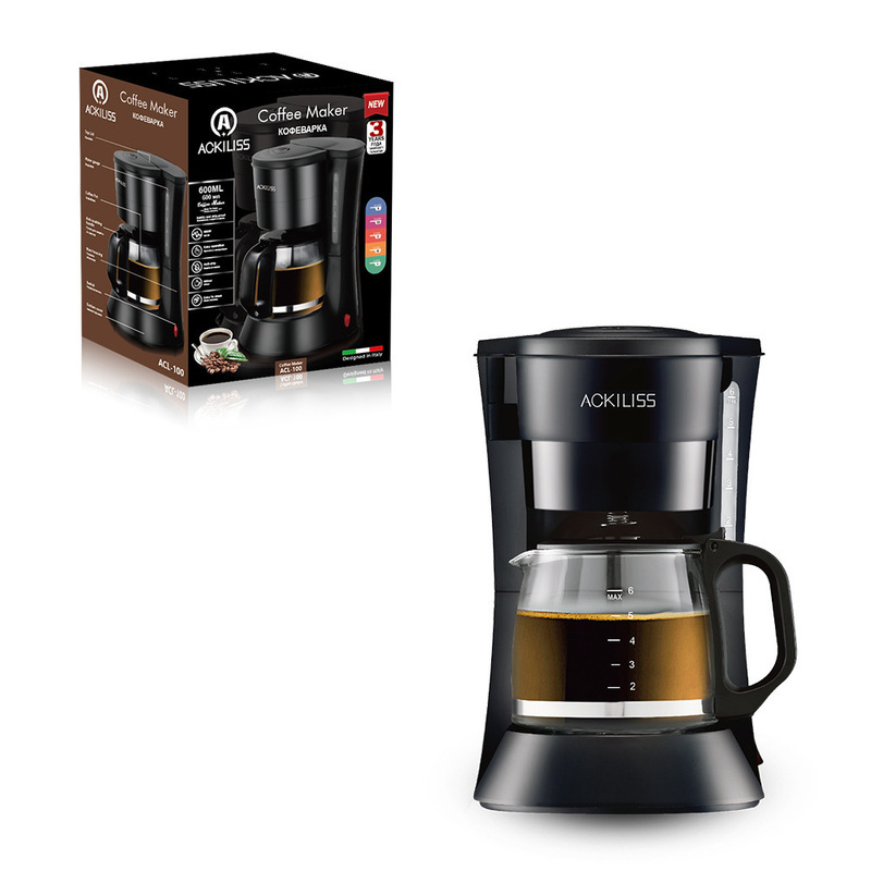 Cross-Border Coffee Machine European Standard Household American Standard Drip Electric Fully Automatic Small Coffee Machine Moka Pot 600ml