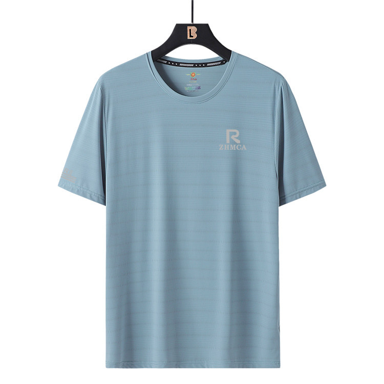 2022 verano nueva camiseta de manga corta de seda de hielo para hombres y mujeres de talla grande suelta ropa de aire acondicionado elástica de secado rápido para hombres al por mayor