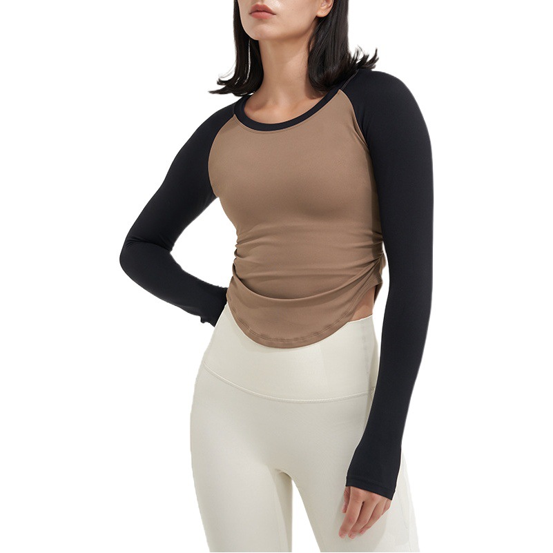 Yoga superior de manga larga de las mujeres ropa de yoga desnuda Otoño e Invierno de secado rápido ropa de fitness manga larga Camiseta corriendo capa deportiva mujeres