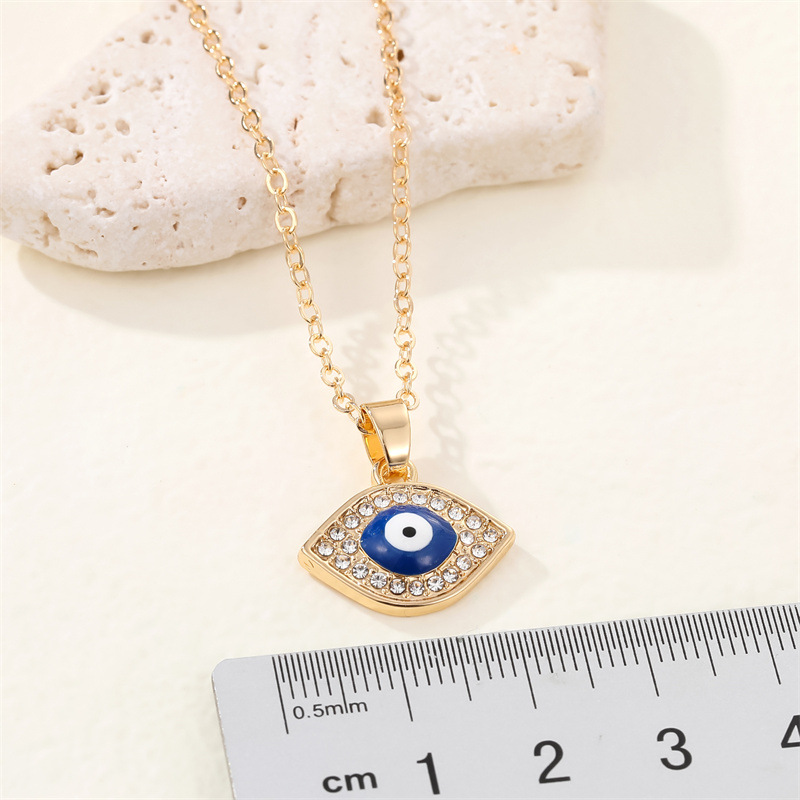retro full diamond eye necklace simple blue devilu0027s eye pendant clavicle chain