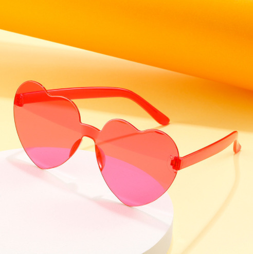 Jelly Heart Sunglasses Women's Frameless One-piece Marine Sunglasses Love Glasses Cute Funny Sunglasses Wholesale