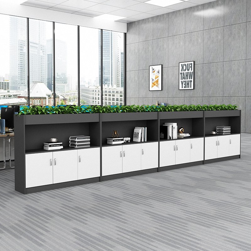 Gabinete de oficina bajo simple negro y blanco moderno compensación de madera bajo gabinete archivador gabinete de archivos gabinete de almacenamiento suministro directo