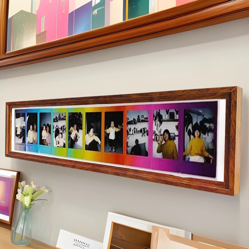 3 inch 5 inch photo frame mini special wide frame wall hanging table rainbow frame wood color photo paper.