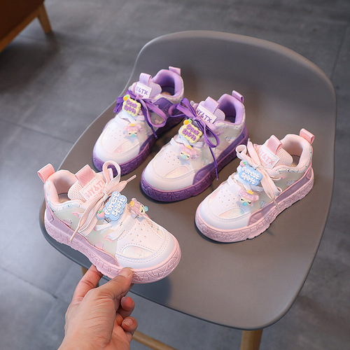 春季新款皮面儿童单鞋时尚百搭运动鞋休闲跑步鞋防滑学生鞋女