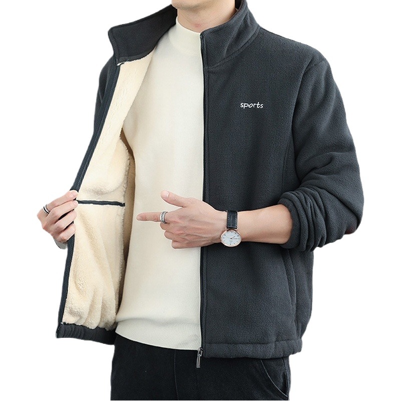 Chaqueta de forro polar para hombre para primavera y otoño, sudadera informal con cuello alto para hombres de mediana edad, abrigo de forro polar para invierno, ropa exterior para papá.