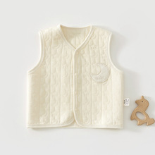 婴儿春秋季夹棉马甲宝宝纯棉背心男女童薄棉保暖坎肩外穿开衫衣服