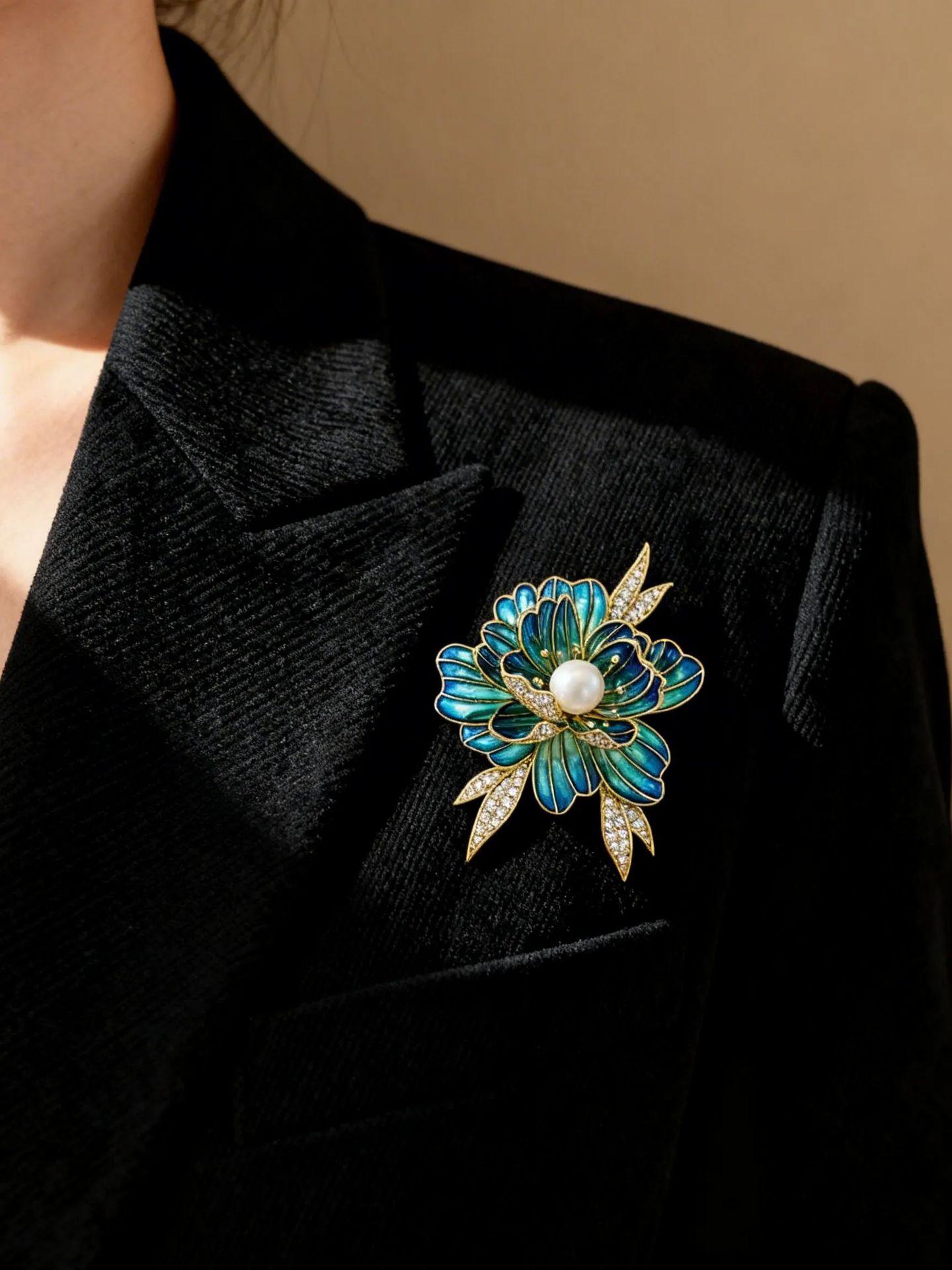 Vintage Enamel Peony Flower Brooch for Women, Niche Chinese Style Painted Flower Pin, Suit Lapel Accessory Pin