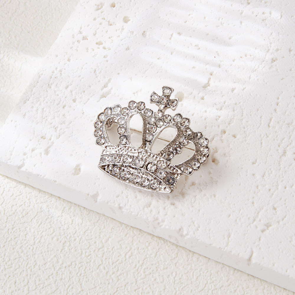 Nieuwe luxe elegante kroonbroche, hoogwaardige damesbroche van legering met strasssteentjes, accessoire voor pakken, jassen en mantels._voghion.com