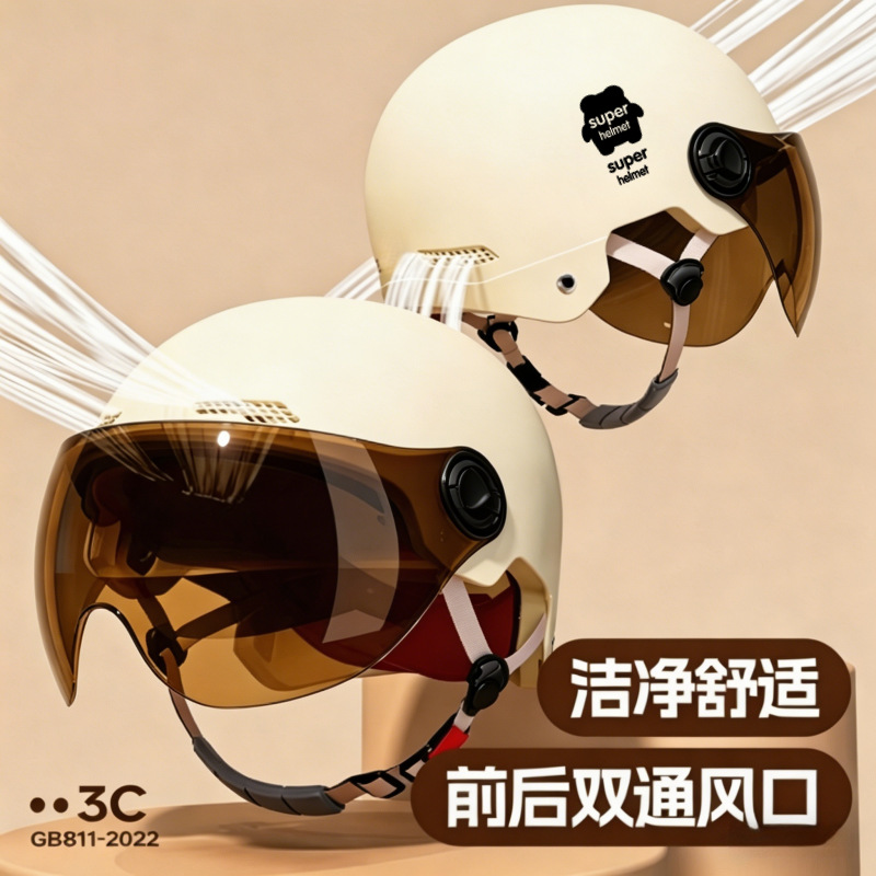 3c certificado casco de coche eléctrico femenino 2025 nuevo verano batería de protección solar motocicleta casco de hombre cuatro estaciones universal