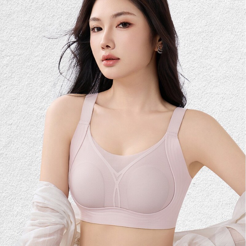 Plus-size, large-bust, small-appearing bunny-ear cup, wire-free, adjustable, push-up, and anti-exposure bra for women, suitable for cross-border sales Plus-size, large-bust, small-appearing bunny-ear cup, wire-free, adjustable, push-up, and anti-exposure bra for women, suitable for cross-border sales