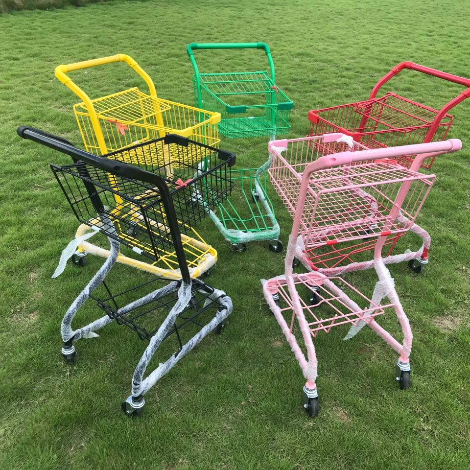 超市双层网红购物车 Ktv 摆摊零食店便利店购物车 网红摆摊购物车