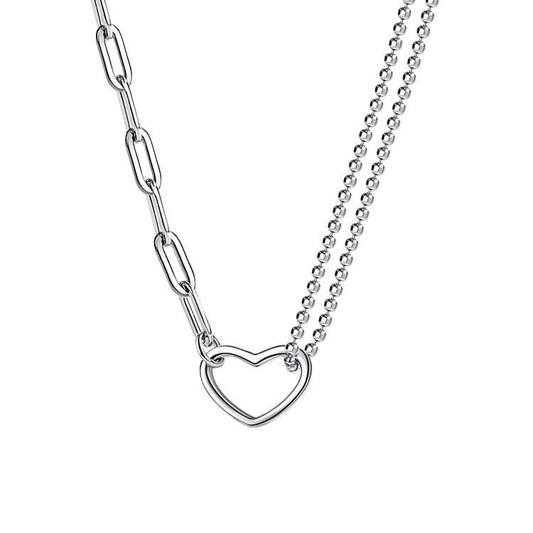 Sunburst Heart Double Layer Necklace For Women Collarbone Chain Choker Sweet Cool Niche Style Accessories 2022 Trend_voghion.com