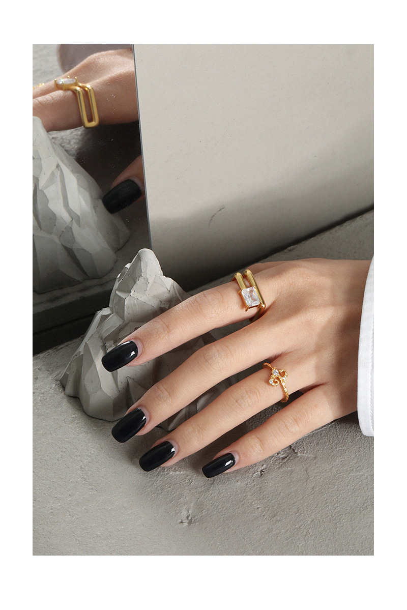 Casual Geometric Sterling Silver Plating Zircon Open Ring 1 Piece