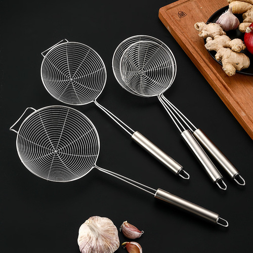 Stainless steel wire colander filter sieve household oil drain kitchen hot pot frying large and small dumpling noodles spoon