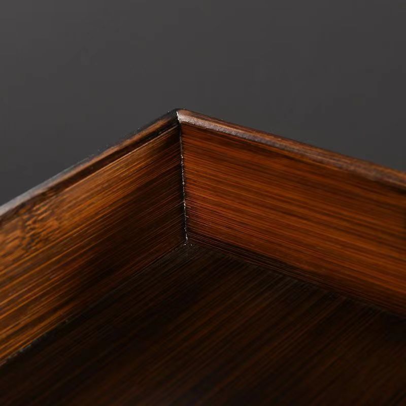 bandeja de té japonesa de bambú simple bandeja de color nuez almacenar bandeja de madera rectangular almacenamiento joyas antiguas