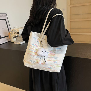 Capacious shoulder bag, universal shopping bag, one-shoulder bag