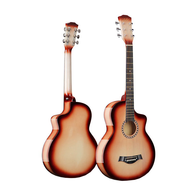 Guitarra al por mayor 38 pulgadas de gran cantidad en stock degradado color madera guitarra principiante práctica piano popular jita Ji