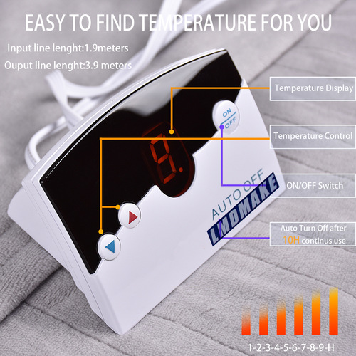 American Amazon Coral Fleece Large Electric Heated Blanket Adjustable Temperature Automatic Shut-Off Dual-Control King Double Electric Blanket