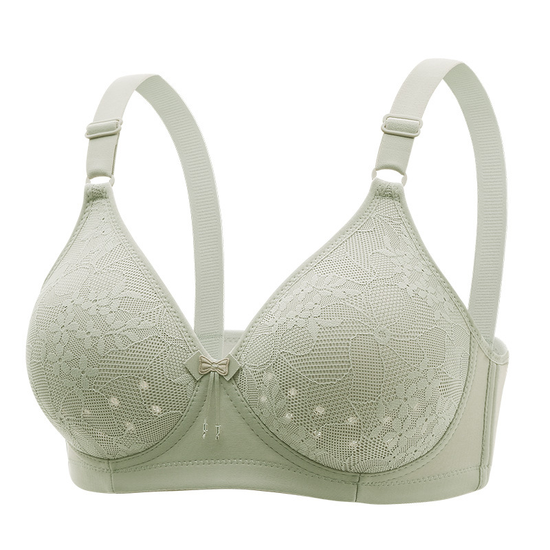 Cross-border summer new style gathers large breasts without steel rings latex cotton hole cup thin model small large size bra underwear for women
